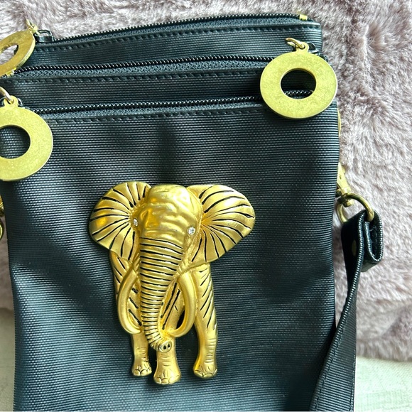 Black Crossbody Bag with Gold Elephant - Picture 8 of 8